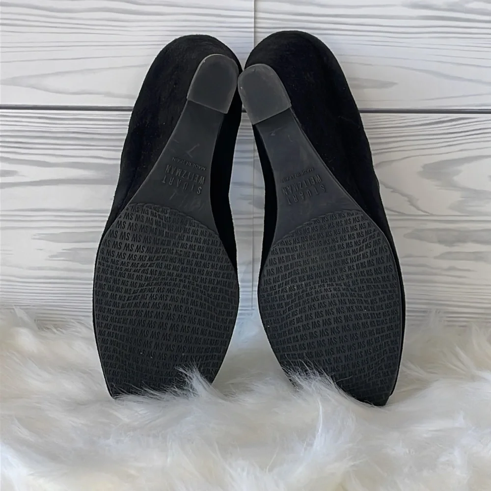 Stuart Weitzman Suede Peep-Toe Wedges‎